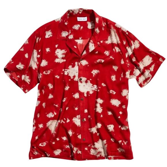 RAGA Man Short Sleeve Button Up Bleach Dye Shirt, NWT! Size XXL - Picture 1 of 8